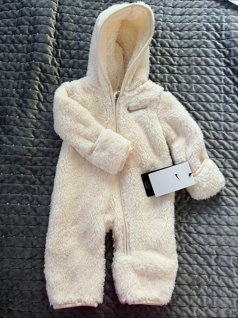 Nike Cream Sherpa Hooded One-Piece Bodysuit for Kids
